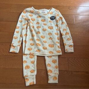 NWT Toddler Girl Pumpkin Pajama PJ Set Halloween Thanksgiving Very Soft Material